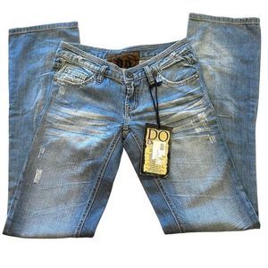 Vintage DO Mid Rise Light Wash Straight Leg Denim Jeans Size 26